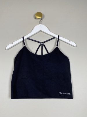 Famme str. L <br/> sort top med indlæg