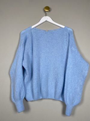 Marta str. S/M <br/> lyseblå strikbluse