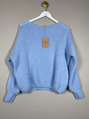 Marta str. S/M <br/> lyseblå strikbluse