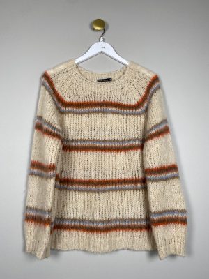 Black Colour str. S/M <br/> beige strikbluse med striber