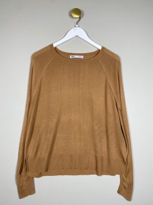 Zara str. L <br/> brun tynd bluse