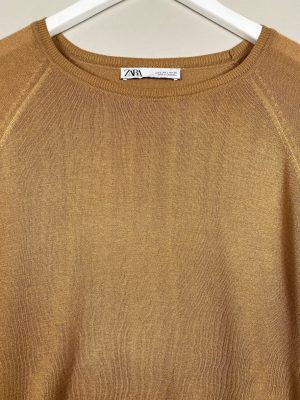 Zara str. L <br/> brun tynd bluse