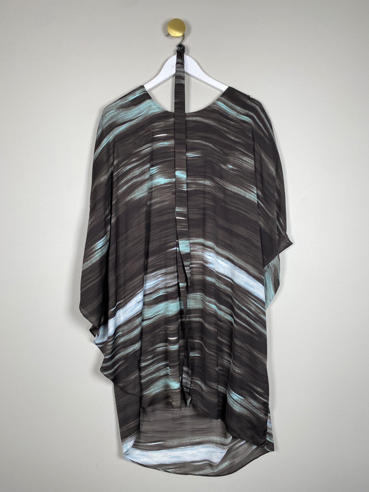 Karen by Simonsen str. 38 <br/> stribet kjole med lynlåsdetalje og bindebånd - Billede 3