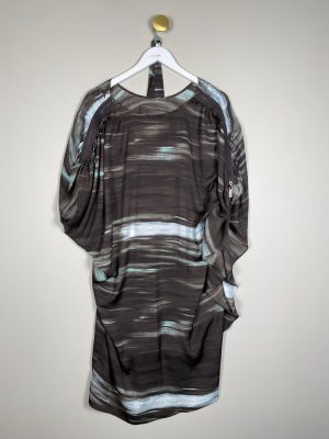 Karen by Simonsen str. 38 <br/> stribet kjole med lynlåsdetalje og bindebånd