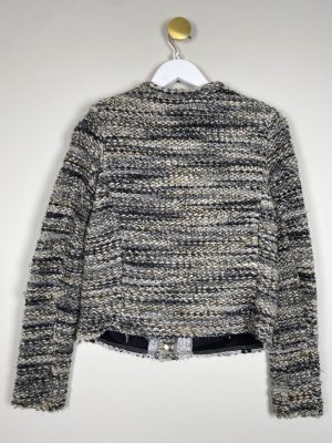 IRO str. 36 <br/> grå melange strik cardigan med skjult lukning