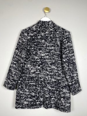 Malene Birger str. 36 <br/> åben jakke cardigan  sort offwhite melange