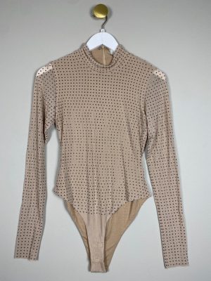 Copenhagen Muse str. S <br/>  beige bodystocking med facetspejlsten