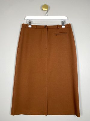 Choise str. 36 <br/>  brun formsyet lang nederdel med lomme