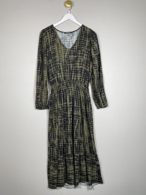 Cat og Co str. S M <br/> oliven sort mønstret kjole