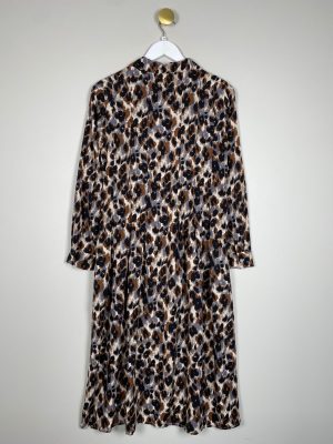 Isay str. XS <br/> brun grå sort melange kjole med skjortekrave