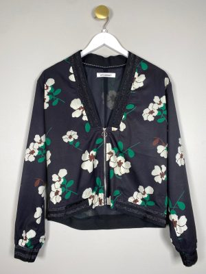 Co couture str. S <br/> sort cardigan jakke sort med blomster