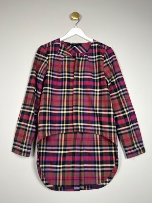 Won Hundred str. 36 <br/> rødternet skjorte, lang bagpå