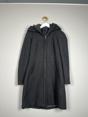 Zara str. M <br/> grå uldjakke med hætte