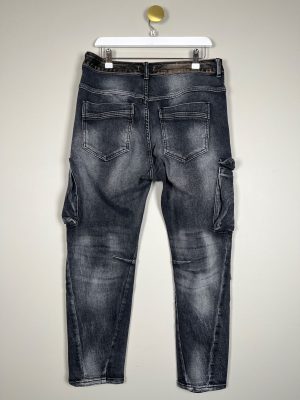 Cabana Living str. XL <br/> grå jeans med skindeffekter og store lommer