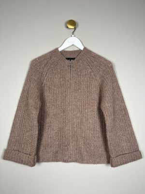 Créton str. S <br/> lysbrun cardigan med lynlås