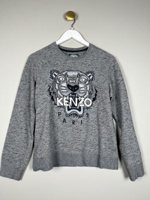 Kenzo jungle paris str. XS <br/>  grå melange sweatshirt med broderi