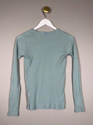 Mads Nørgaard str. S <br/>  stribet jersey, blå grøn