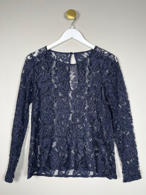 Modström str. M <br/> blå blondebluse