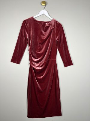 Inwear str. S <br/> mørkrosa velourkjole