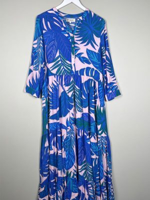 Lollys Laundry str. XS/S <br/> lang kjole, blå og rosa