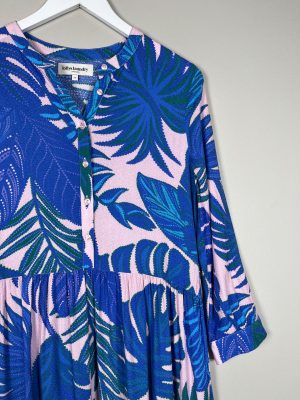 Lollys Laundry str. XS/S <br/> lang kjole, blå og rosa