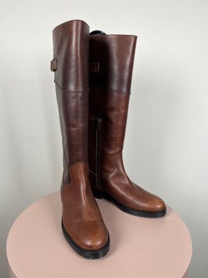 Davos Gomma str. 37 <br/b> lange brune læderstøvler