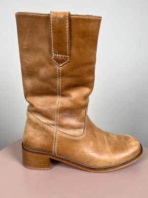 Dico Copenhagen str. 41 <br/> lysebrune mellemlange læderstøvler