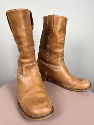 Dico Copenhagen str. 41 <br/> lysebrune mellemlange læderstøvler